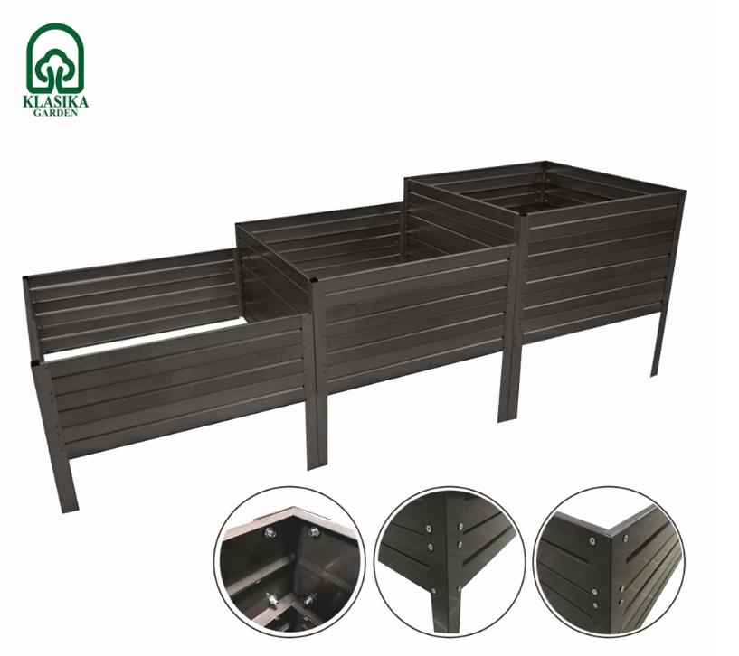 Laiptuota pakelta lysvė KLASIKA GARDEN, ruda RAL8017, 225x75 cm, h30/40/50cm Laiptuota pakelta lysvė KLASIKA GARDEN, ruda RAL8017, 225x75 cm, h30/40/50cm