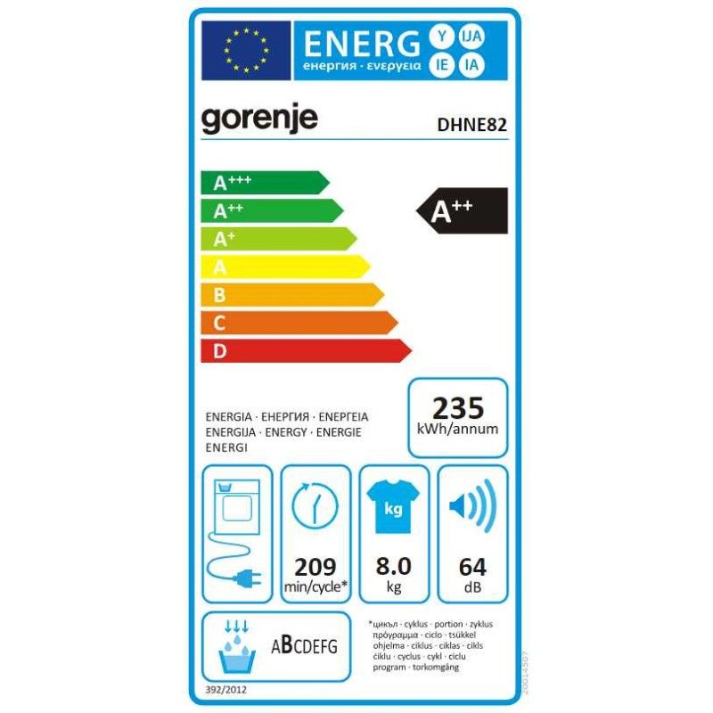 Džiovyklė Gorenje DHNE82 Džiovyklė Gorenje DHNE82