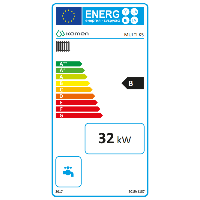 Granulinis katilas Kamen MULTI K5 32kW, 5 klasė, granulių talpa iki 180 kg