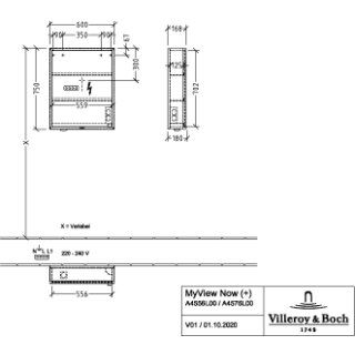 Veidrodinė spintelė Villeroy & Boch My View Now 60 cm, A4556L00