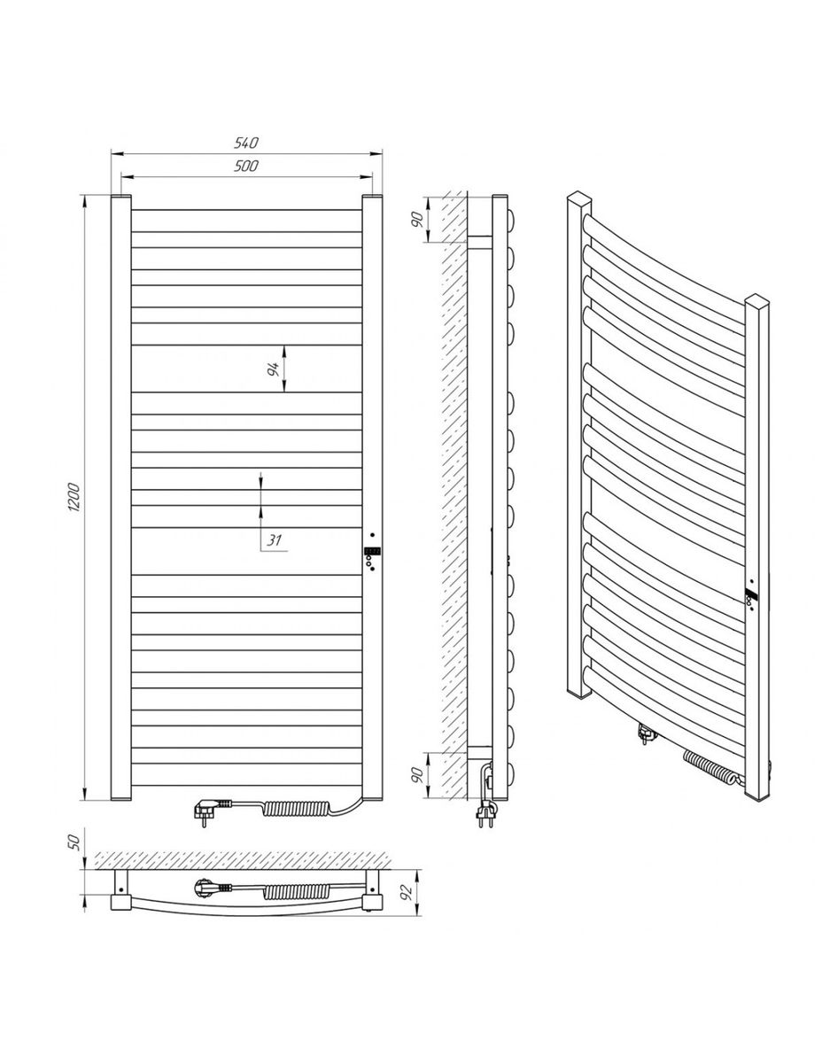 Elektrinis rankšluosčių džiovintuvas Laris ATLANT PREMIUM, 50x120, baltos sp. 75201082