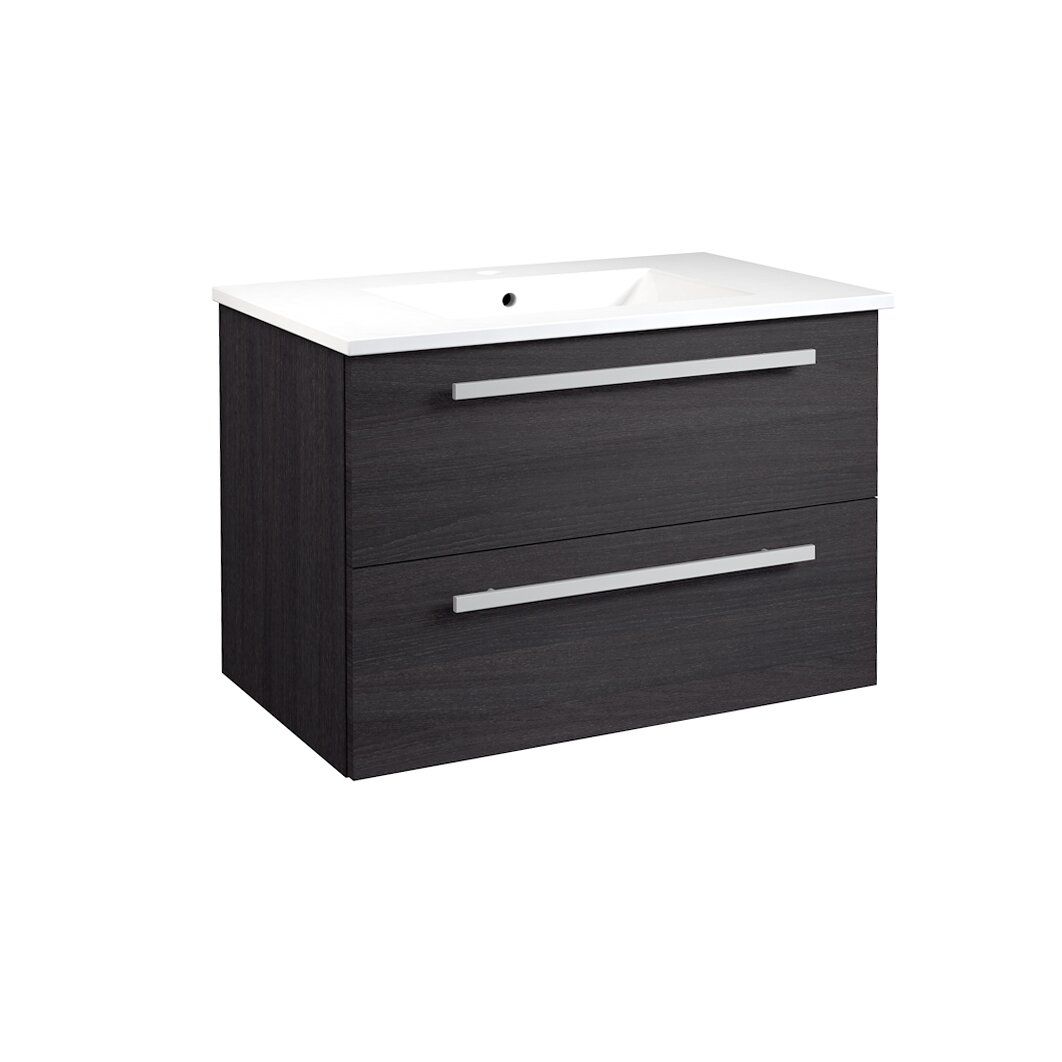 Vonios spintelė su praustuvu Serena 80 cm, juodas ąžuolas 14113501