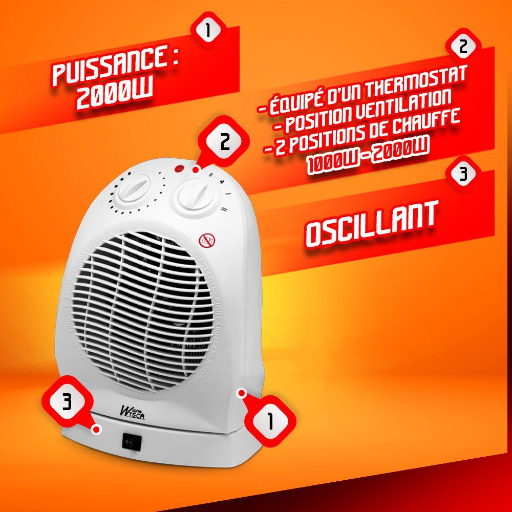 Elektrinis šildytuvas Warm Tech, 2000 W Elektrinis šildytuvas Warm Tech, 2000 W