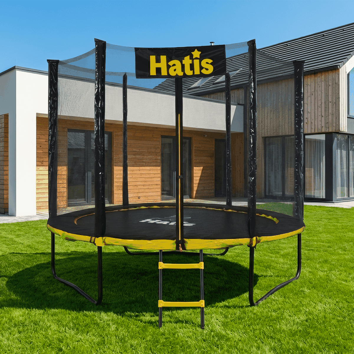 Batutas HATIS 2,44 m. su apsauginiu tinklu ir laipteliais Batutas HATIS 2,44 m. su apsauginiu tinklu ir laipteliais