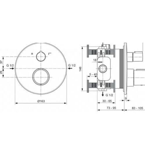 Potinkinė termostatinė dušo sistema Ideal Standard Ceratherm 100, chromas, A7671AA