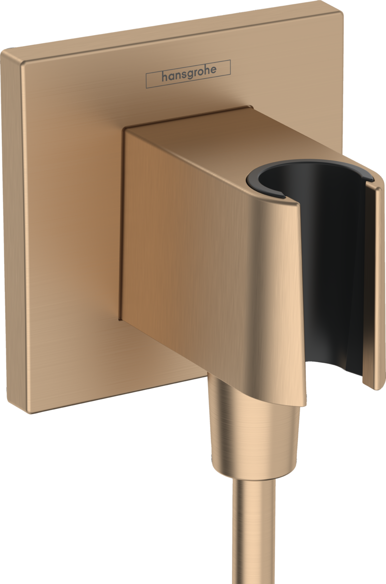 Sieninė Hansgrohe dušo žarnos jungtis su dušo laikikliu FIX FIT E, brushed bronze, 26889140
