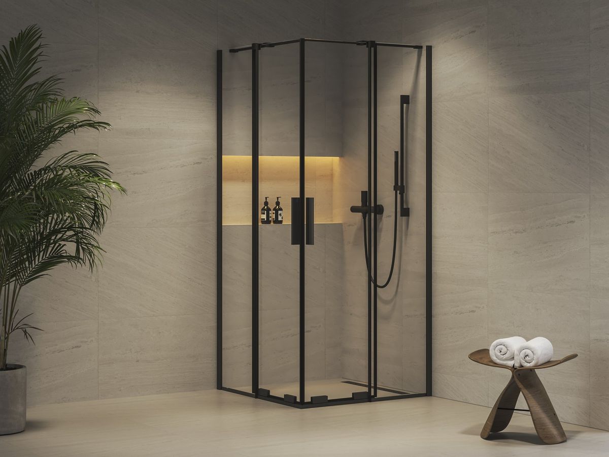 Dušo kabina Ravak RORV2 90x90, juodas+stiklas Transparent, X14V70300Z1