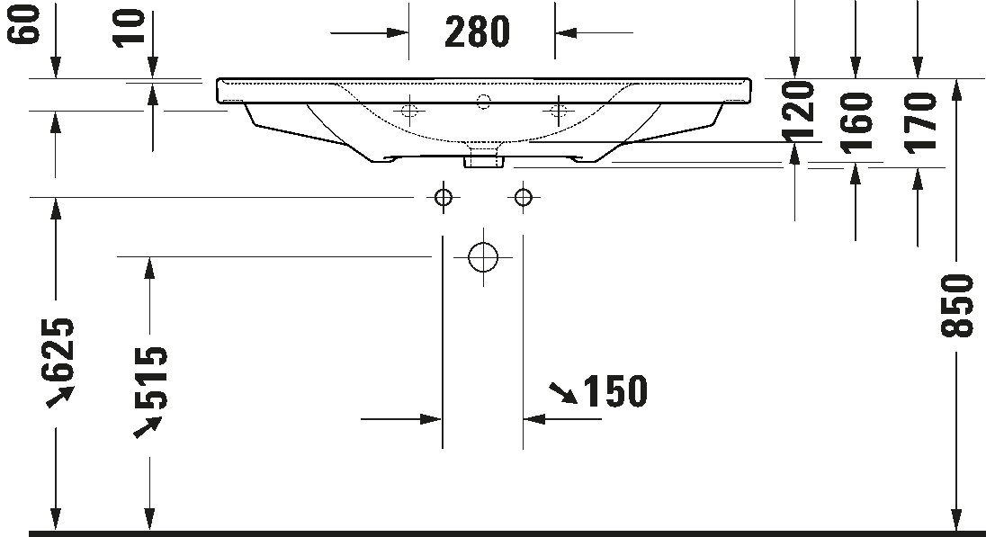Praustuvas Duravit D-Neo 1005 x 480 mm, baltas, 2367100000 Praustuvas Duravit D-Neo 1005 x 480 mm, baltas, 2367100000
