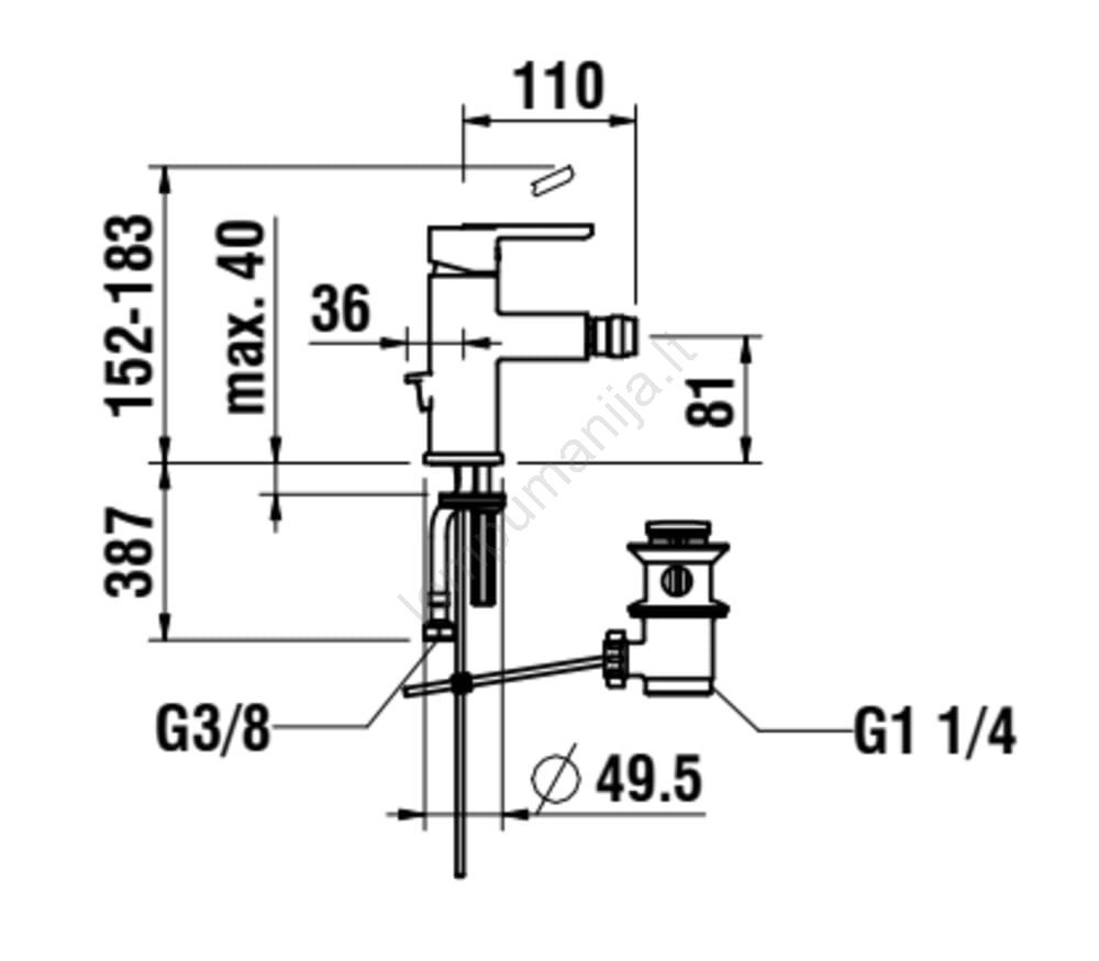 Maišytuvas bidė LUA, chrome, H3410810041141
