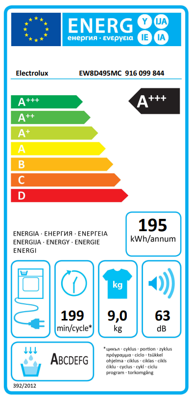 Džiovyklė ELECTROLUX EW8D495MC