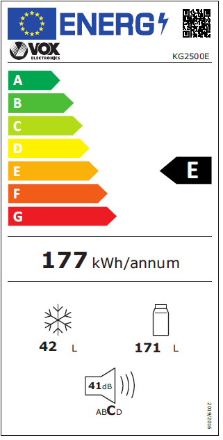 Šaldytuvas VOX KG2500E