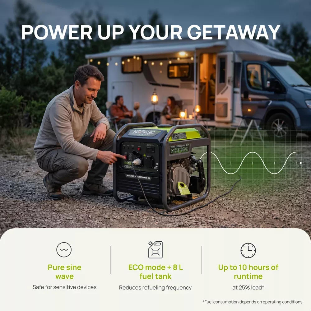 Inverterinis benzininis generatorius 3500 W KSB 38i, KÖNNER & SÖHNEN Inverterinis benzininis generatorius 3500 W KSB 38i, KÖNNER & SÖHNEN