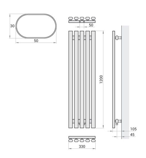 Rankšluosčių džiovintuvas Regnis Lazur 33x120 cm, juodas Rankšluosčių džiovintuvas Regnis Lazur 33x120 cm, juodas