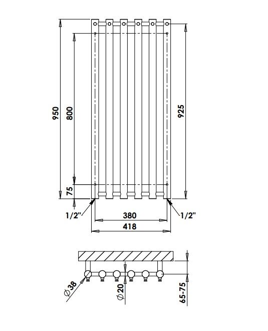 Rankšluosčių džiovintuvas PMH Rosendal 42x95 cm, juoda struktūrinė, R1BL/6 Rankšluosčių džiovintuvas PMH Rosendal 42x95 cm, juoda struktūrinė, R1BL/6