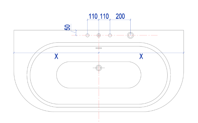 Vonia iš Silkstone medžiagos Paa DECO WALL 166x81 cm, su skylėmis maišytuvui Finoris Vonia iš Silkstone medžiagos Paa DECO WALL 166x81 cm, su skylėmis maišytuvui Finoris