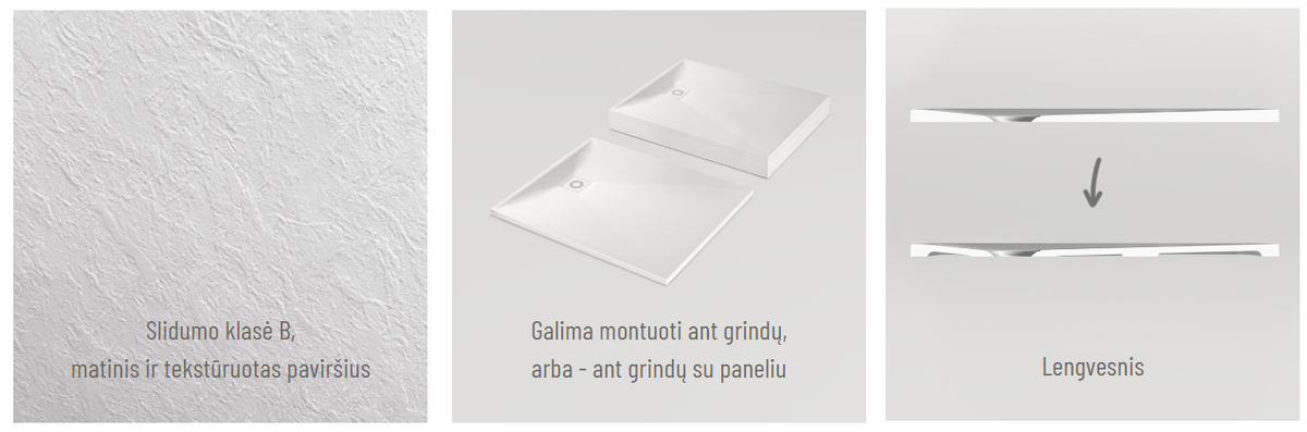 Dušo padėklas PAA Lettera 90×100 cm komplektas