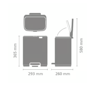 Šiukšlių dėžė Brabantia Bo, 12L., Matt Steel Fingerprint Proof, 238048
