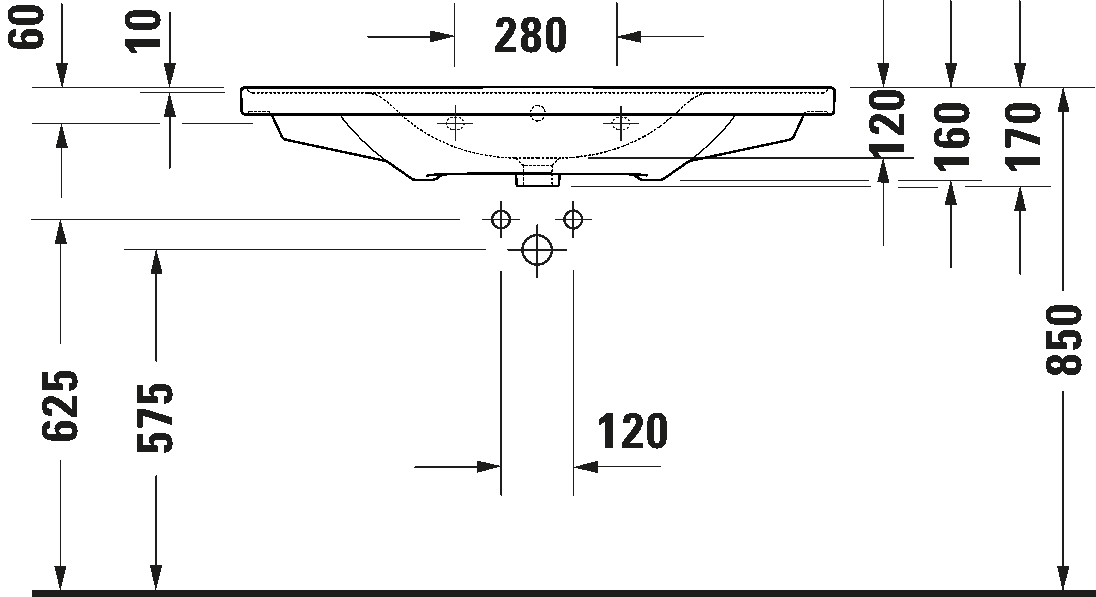 Praustuvas Duravit D-Neo 1005 x 480 mm, baltas, 2367100000 Praustuvas Duravit D-Neo 1005 x 480 mm, baltas, 2367100000