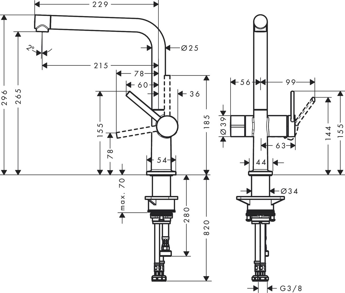 Maišytuvas virtuvinis TALIS 270 M54, 1jet, Stainless Steel Optic, 72827800