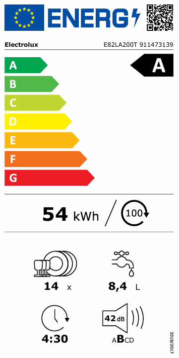 Indaplovė ELECTROLUX E82LA200T Indaplovė ELECTROLUX E82LA200T