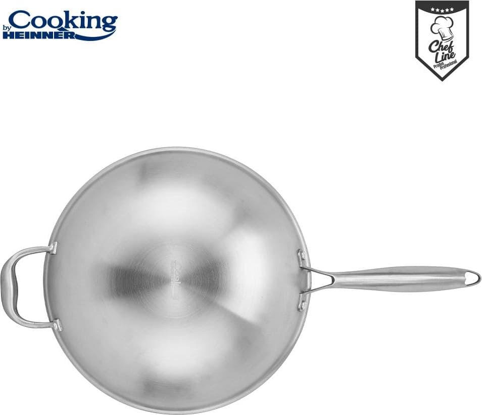 Wok keptuvė su dangčiu nerūdijančio plieno su keramikos danga 4.5L 30x8.5cm HR-MRK-28W HEINNER Wok keptuvė su dangčiu nerūdijančio plieno su keramikos danga 4.5L 30x8.5cm HR-MRK-28W HEINNER