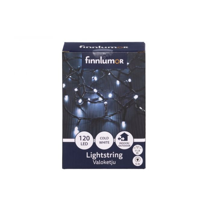 Girlianda Finnlumor 120 LED balta šviesa, juodas laidas, 17 m Girlianda Finnlumor 120 LED balta šviesa, juodas laidas, 17 m