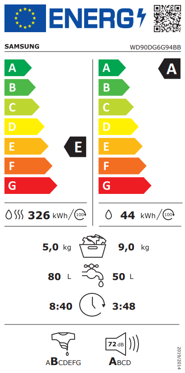 Skalbyklė-Džiovyklė SAMSUNG WD90DG6G94BBU4