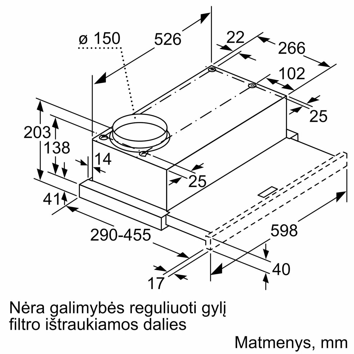 Įmontuojamas gartraukis Bosch DFM064W55 Įmontuojamas gartraukis Bosch DFM064W55