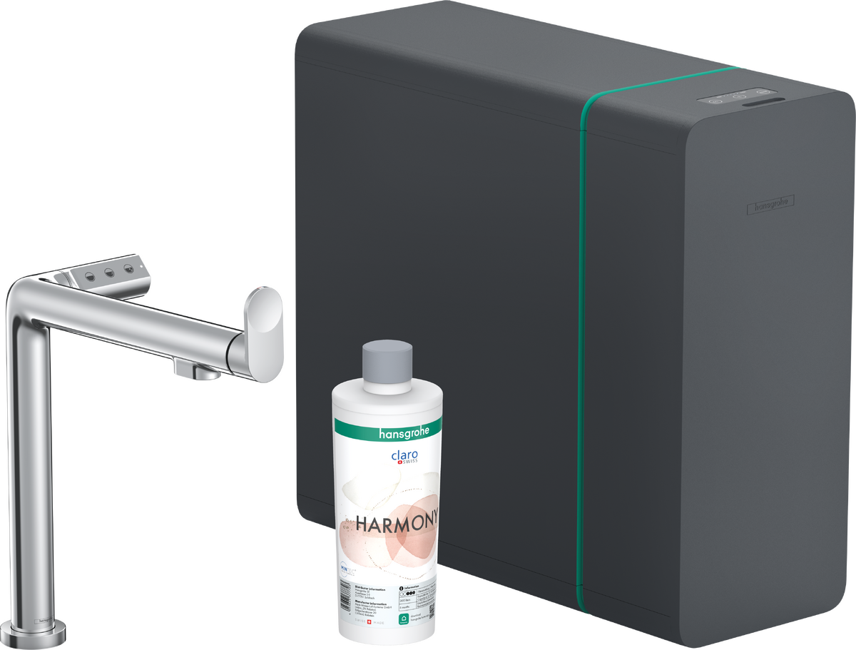 Hansgrohe Aqittura M91 SodaSystem 240 1jet virtuvinis maišytuvas filtruotam ir gazuotam vandeniui, Chromas, 76837000