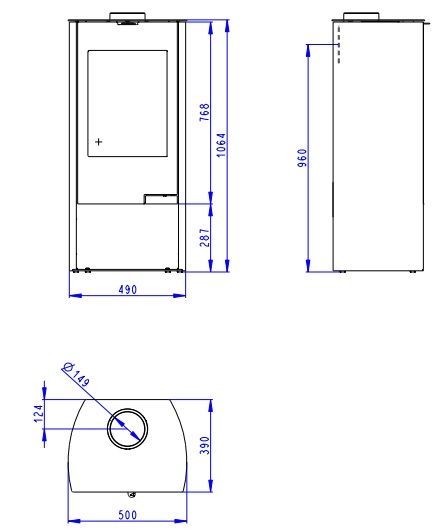 Plieninė krosnelė Romotop TALA N 06, tiesus stiklas, plieninė