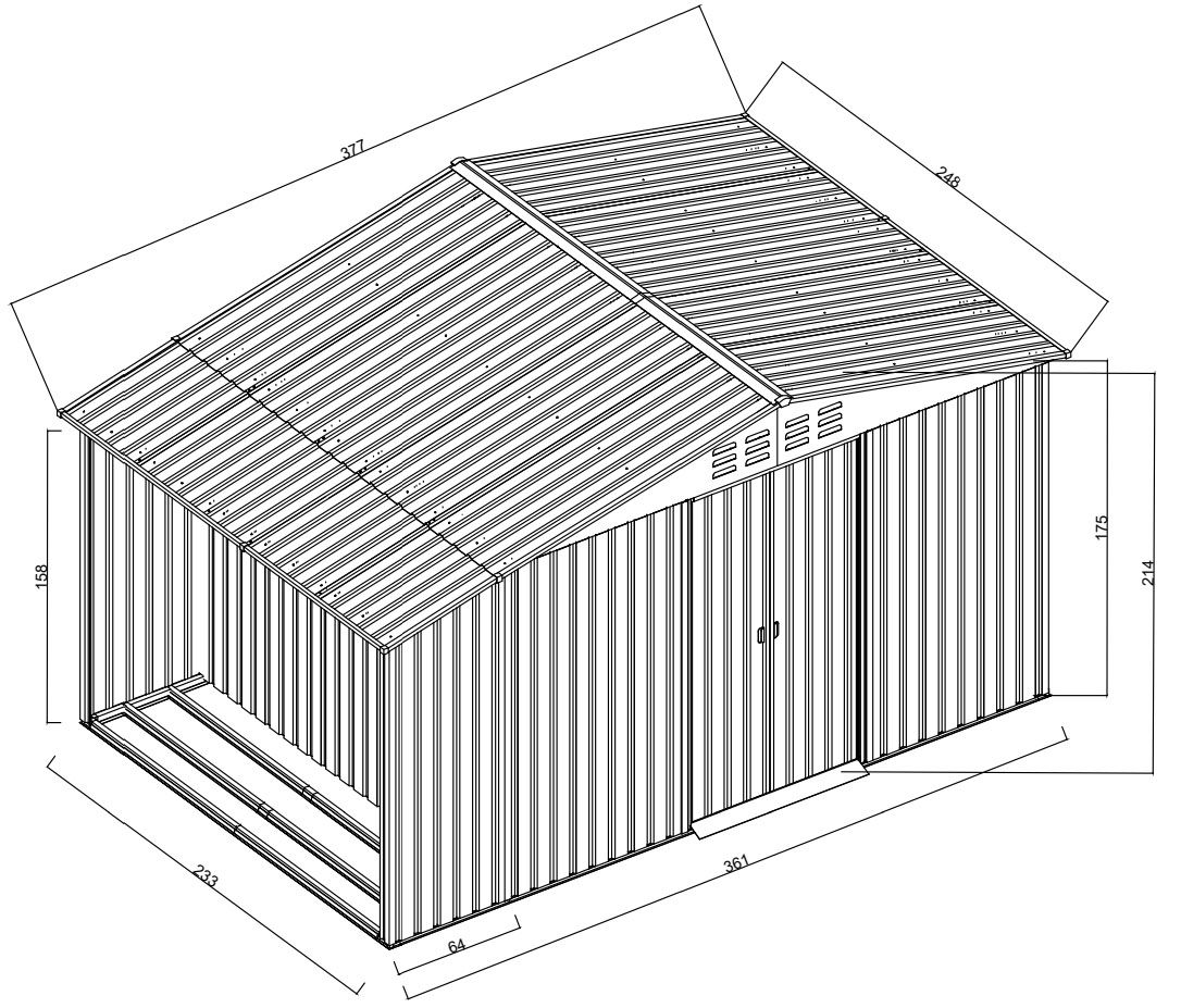 Metalinis sandėliukas su malkine HATIS, 9,35 m2, antracito Metalinis sandėliukas su malkine HATIS, 9,35 m2, antracito