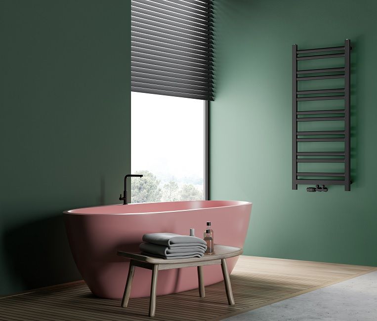 Rankšluosčių džiovintuvas Regnis Retro 30x128 cm, matinė juoda (struktūrinė)