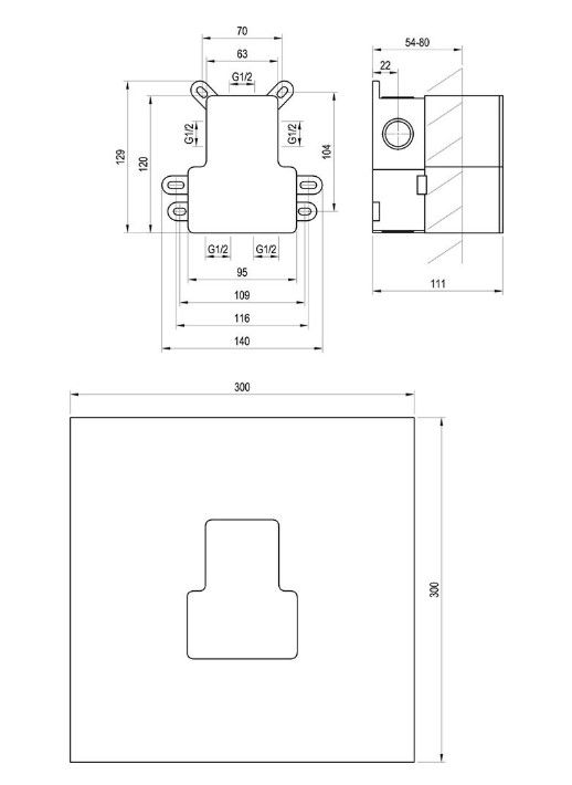 Potinkinė dėžutė 2 krypčių maišytuvams Ravak R-box Vertical O2, RB 07E.50, X070234