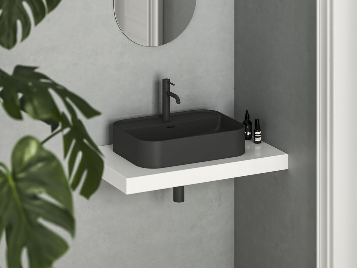 Keraminis praustuvas Ravak Ceramic Slim Shelf R 55, matinės juodos, XJX0D155004