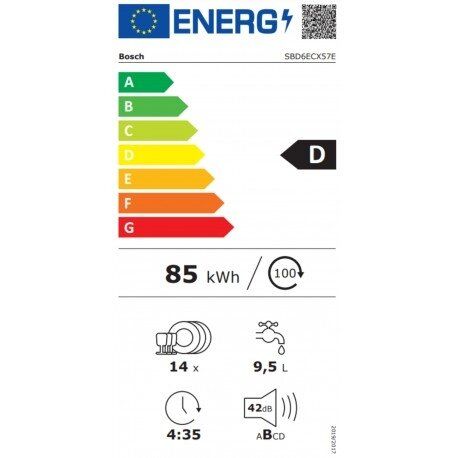 Įmontuojama indaplovė Bosch SBD6ECX57E