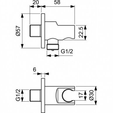 Alkūnė dušo žarnos pajungimo Ideal Standard su laikikliu, juoda matinė BC807XG