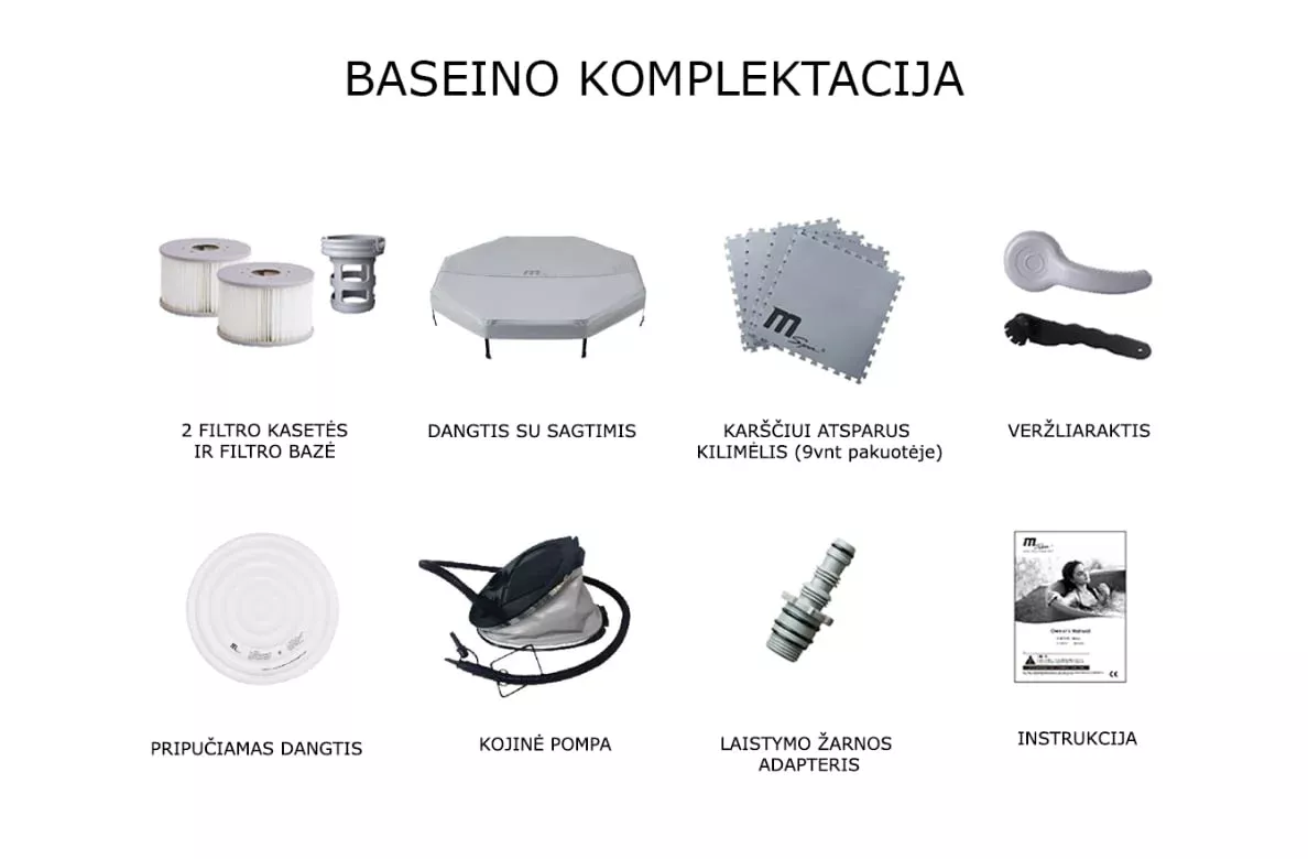 Karkasinis surenkamas šildomas baseinas MSpa TUSCANY su hidromasažu