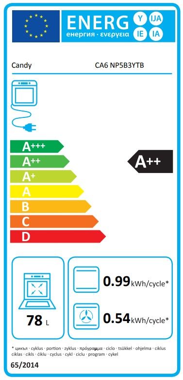 Orkaitė Candy CA6 NP5B3YTB Orkaitė Candy CA6 NP5B3YTB