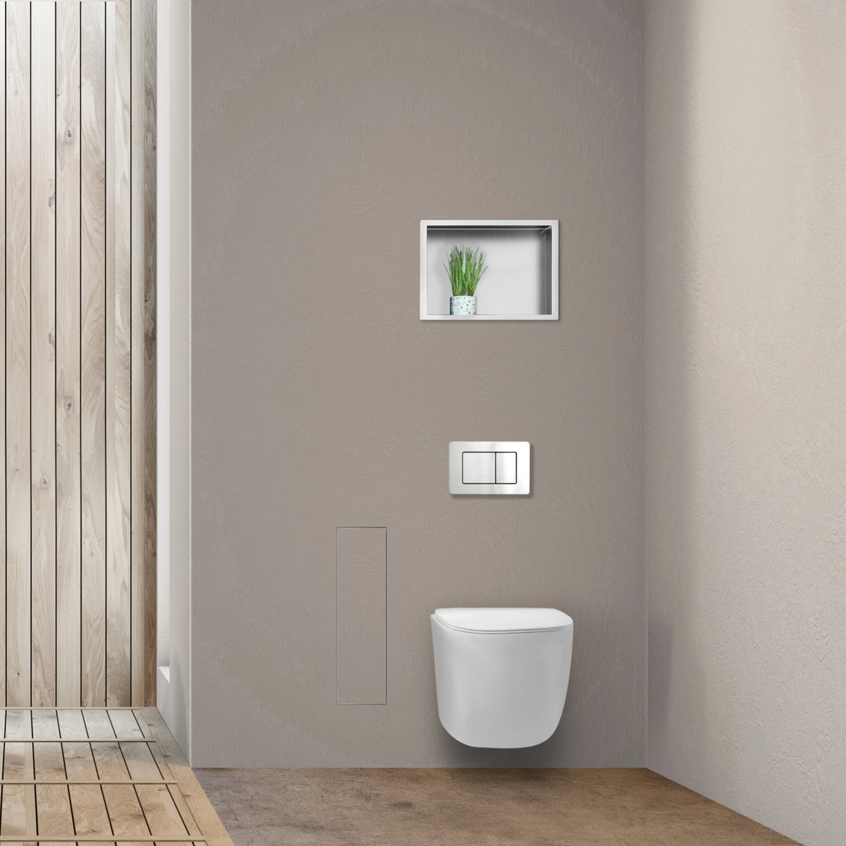 Potinkinė WC šepečio lentyna Balneo Wall Box Brush "L" Left - kairės pusės, įklijuojamai plytelei, nerūdijantis plienas B0401060105-02 Potinkinė WC šepečio lentyna Balneo Wall Box Brush "L" Left - kairės pusės, įklijuojamai plytelei, nerūdijantis plienas B0401060105-02