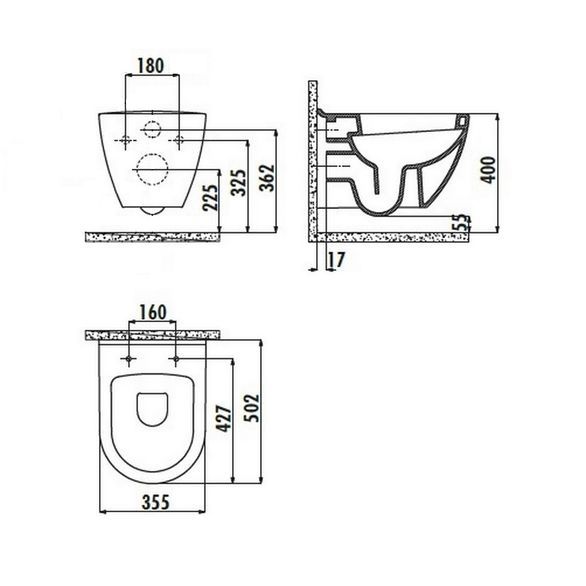 Komplektas: rėmas TECEbase 4-in-1 ir unitazas Ravak Endo su Soft Close dangčiu