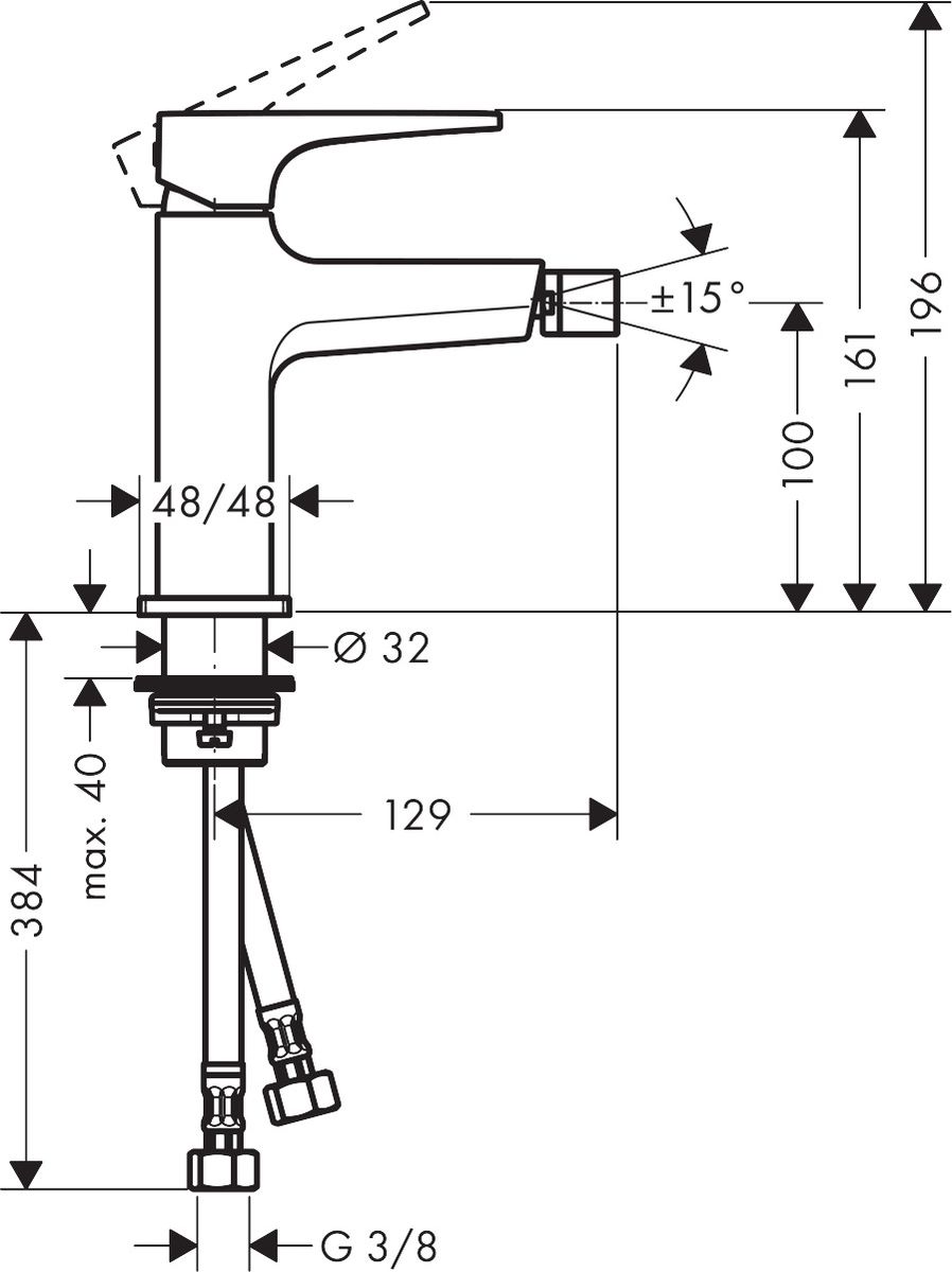 Bidė maišytuvas Hansgrohe METROPOL, chromas 32520000