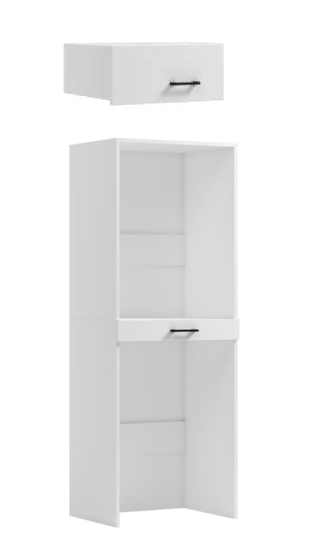 Spintelė ADK Meble OLTINO skalbimo mašinai ir džiovyklei, su papildomu stalčiumi, baltos sp., OLTINO W2