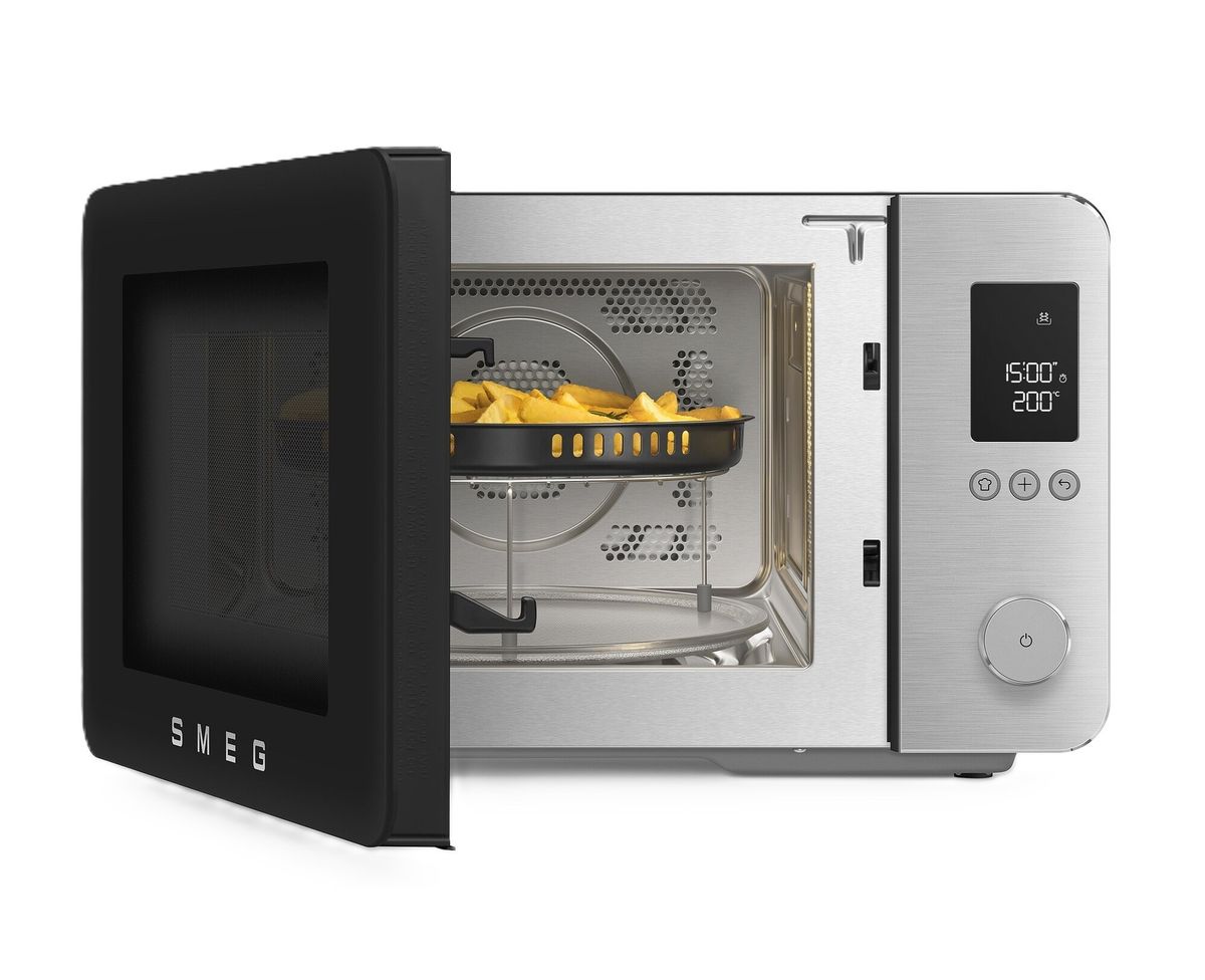 SMEG mikrobangų krosnelė, MOC02BLMEU su grilium, karštu oru ir Air fry funkcija