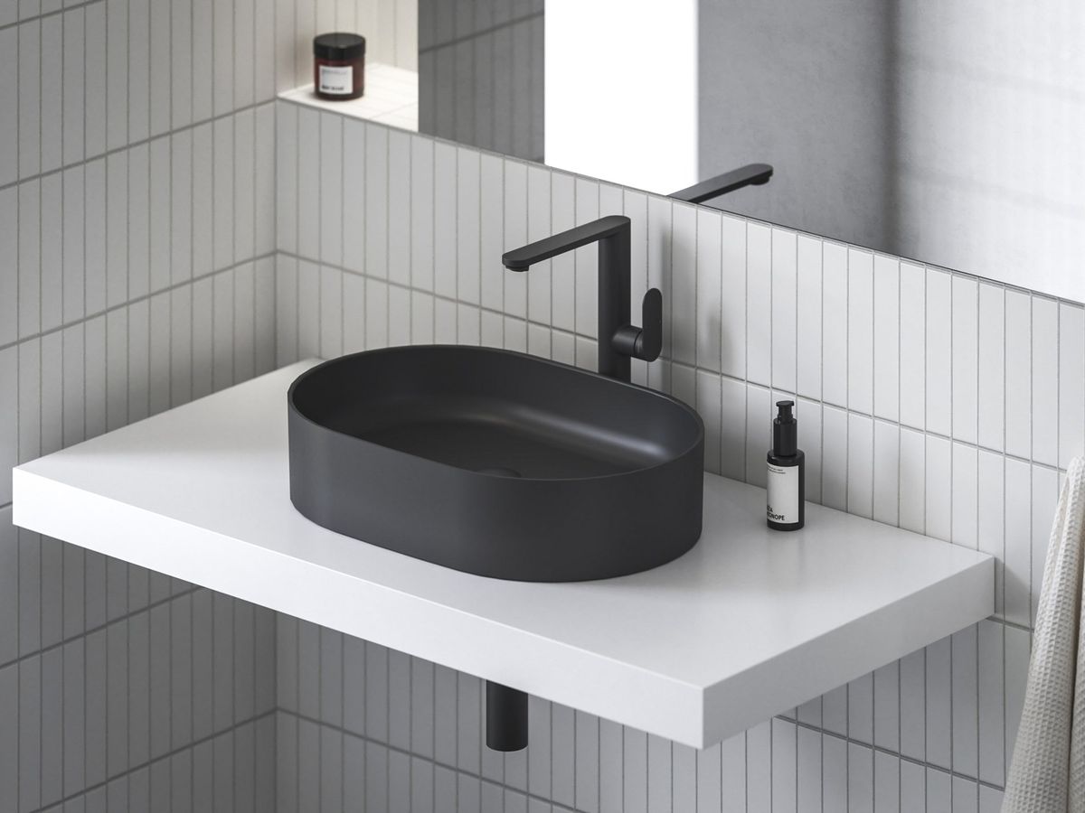 Praustuvo maišytuvas 300 mm be dugno vožtuvo, Ravak CR II 015.22BL, juodas, X070591