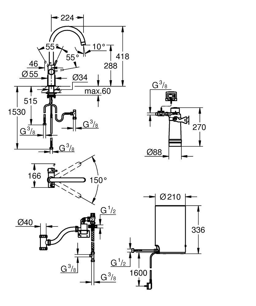 Maišytuvas ir M dydžio boileris Grohe Red Duo, 30083001