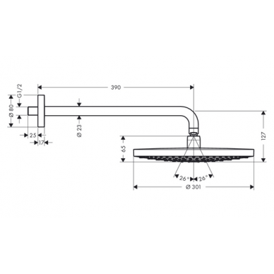 Potinkinė dušo galva Hansgrohe Raindance Select E 300 2 jet, chromas 27378400