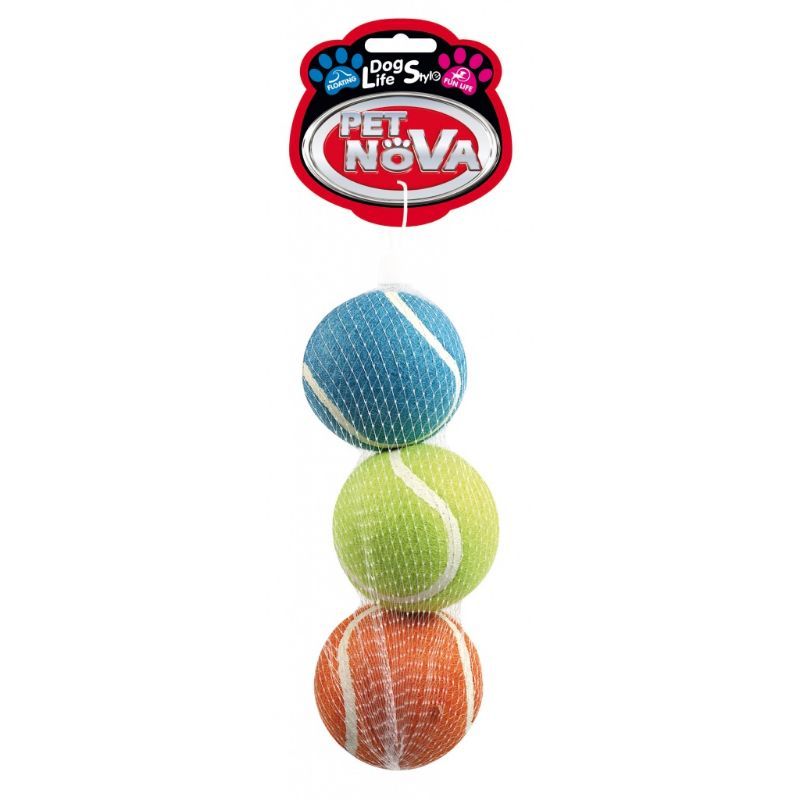 PET NOVA Tennis balls kamuoliukų rinkinys 6cmx3vnt (plūduriuoja) 2pak, TENNIS-BALL-3