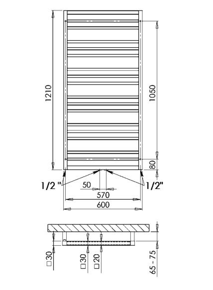 Rankšluosčių džiovintuvas PMH Avento Frame 60x121 cm, antracito, AVF4A