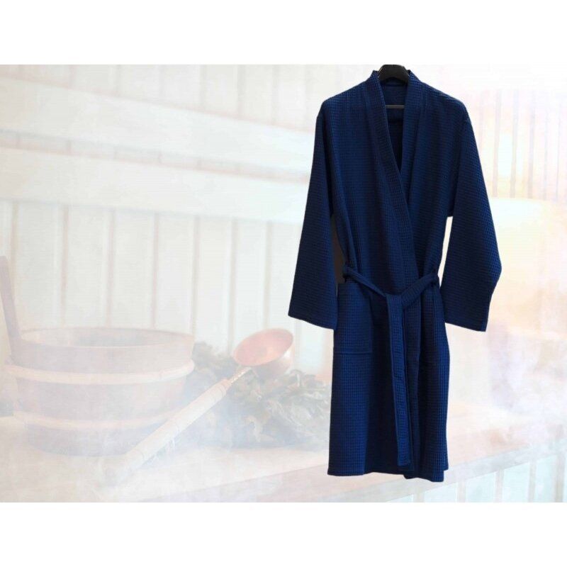 Chalatas Unisex Waffle Dark Blue M