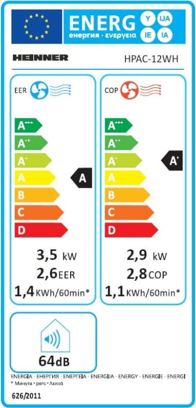 Oro kondicionierius PORTABLE 3.5kW HPAC-12WH HEINNER Oro kondicionierius PORTABLE 3.5kW HPAC-12WH HEINNER